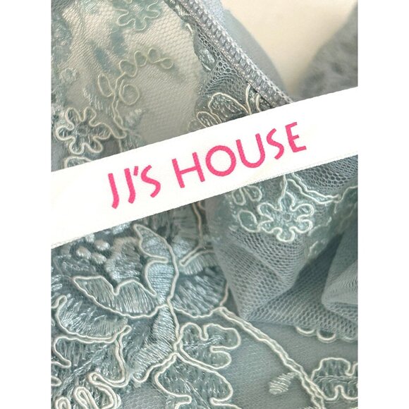 JJ’s House Cocktail Dress 4 Blue Green Lace Chiffon Pleats Sleeveless Party NWT - Picture 8 of 16